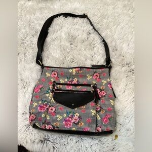 Bueno floral multi pocket adjustable strap purse bag tote